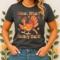 Funny Retro Thanksgiving Guess What Turkey Butt Women's T-Shirt thumb 2