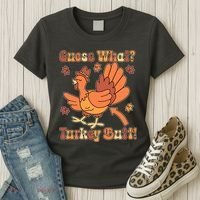 Funny Retro Thanksgiving Guess What Turkey Butt Women's T-Shirt thumb 3