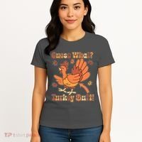 Funny Retro Thanksgiving Guess What Turkey Butt Women's T-Shirt thumb 4