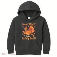 Funny Retro Thanksgiving Guess What Turkey Butt Kids Hoodie thumb 0