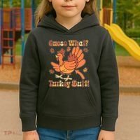 Funny Retro Thanksgiving Guess What Turkey Butt Kids Hoodie thumb 3