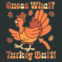 Funny Retro Thanksgiving Guess What Turkey Butt Kids T-Shirt thumb 4