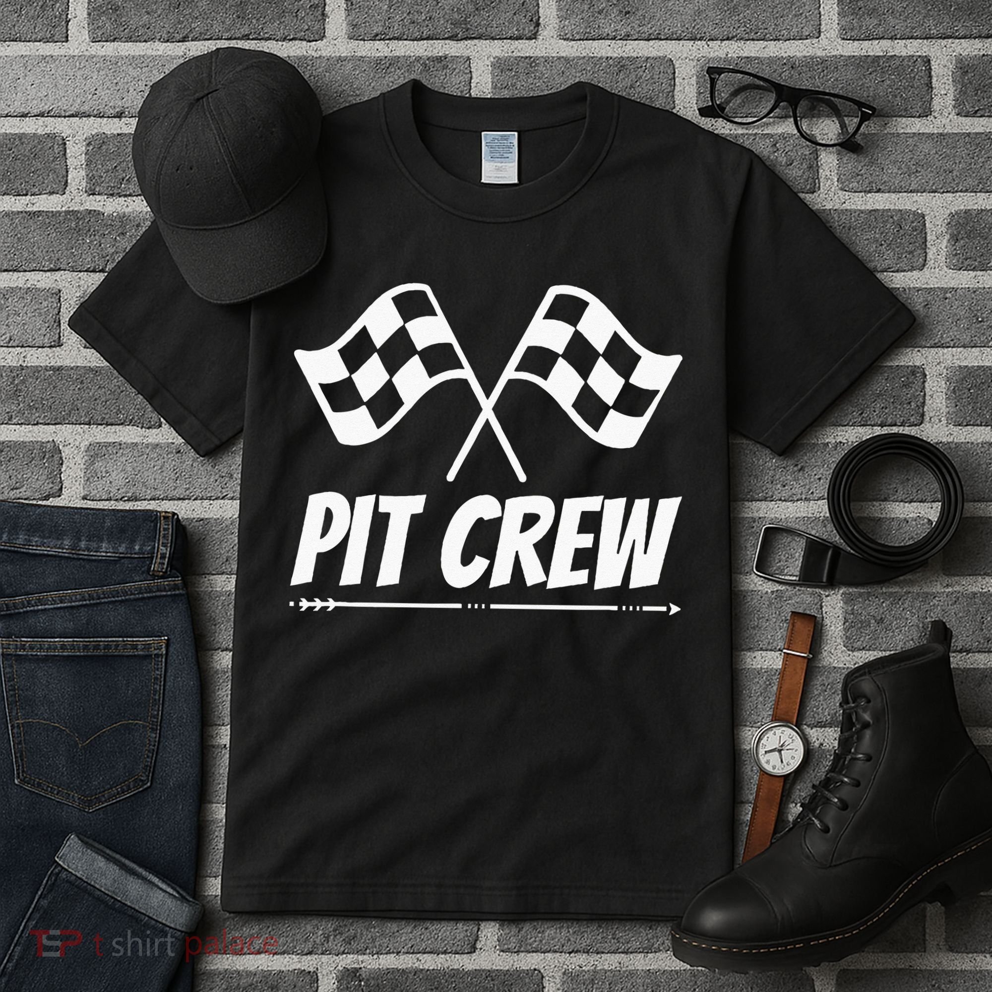 Funny Race Track Pit Crew Racing Mechanic Car Parties Tall T-Shirt