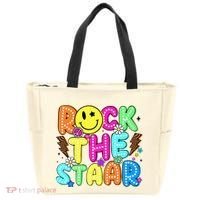 Funny Rock The Test Testing Day Teacher Student Motivational Tote Bag thumb 0