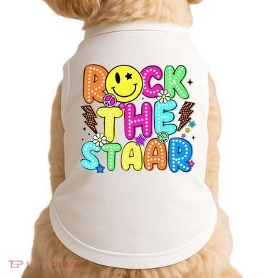 Funny Rock The Test Testing Day Teacher Student Motivational Doggie Tank