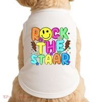 Funny Rock The Test Testing Day Teacher Student Motivational Doggie Tank thumb 0