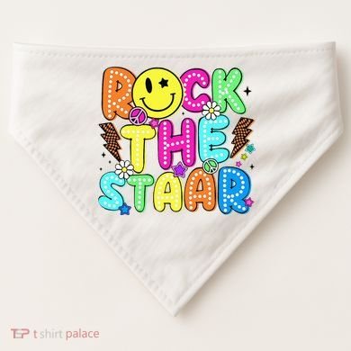 Funny Rock The Test Testing Day Teacher Student Motivational USA-Made Doggie Bandana