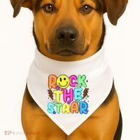 Funny Rock The Test Testing Day Teacher Student Motivational USA-Made Doggie Bandana thumb 1