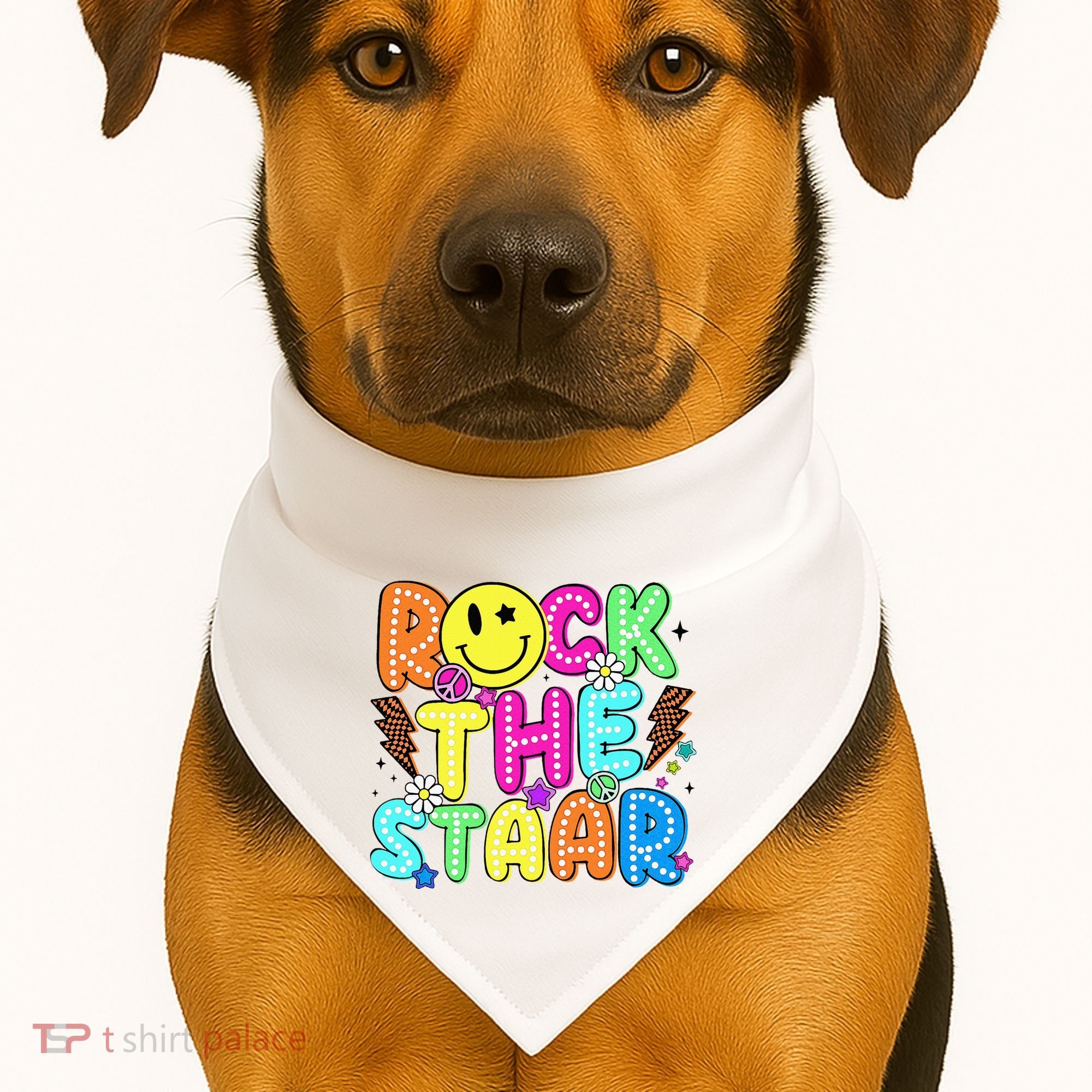 Funny Rock The Test Testing Day Teacher Student Motivational USA-Made Doggie Bandana