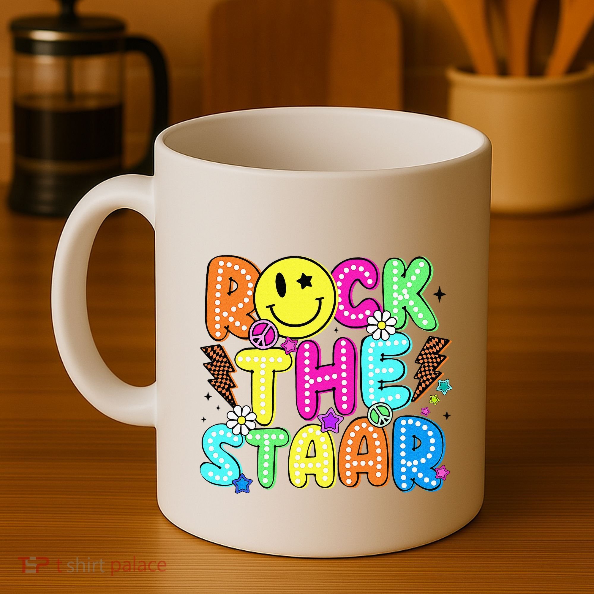 Funny Rock The Test Testing Day Teacher Student Motivational Coffee Mug