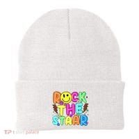Funny Rock The Test Testing Day Teacher Student Motivational Beanie thumb 0