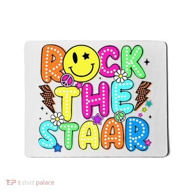 Funny Rock The Test Testing Day Teacher Student Motivational Mousepad