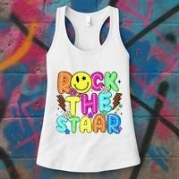Funny Rock The Test Testing Day Teacher Student Motivational Women's Tank Top thumb 3