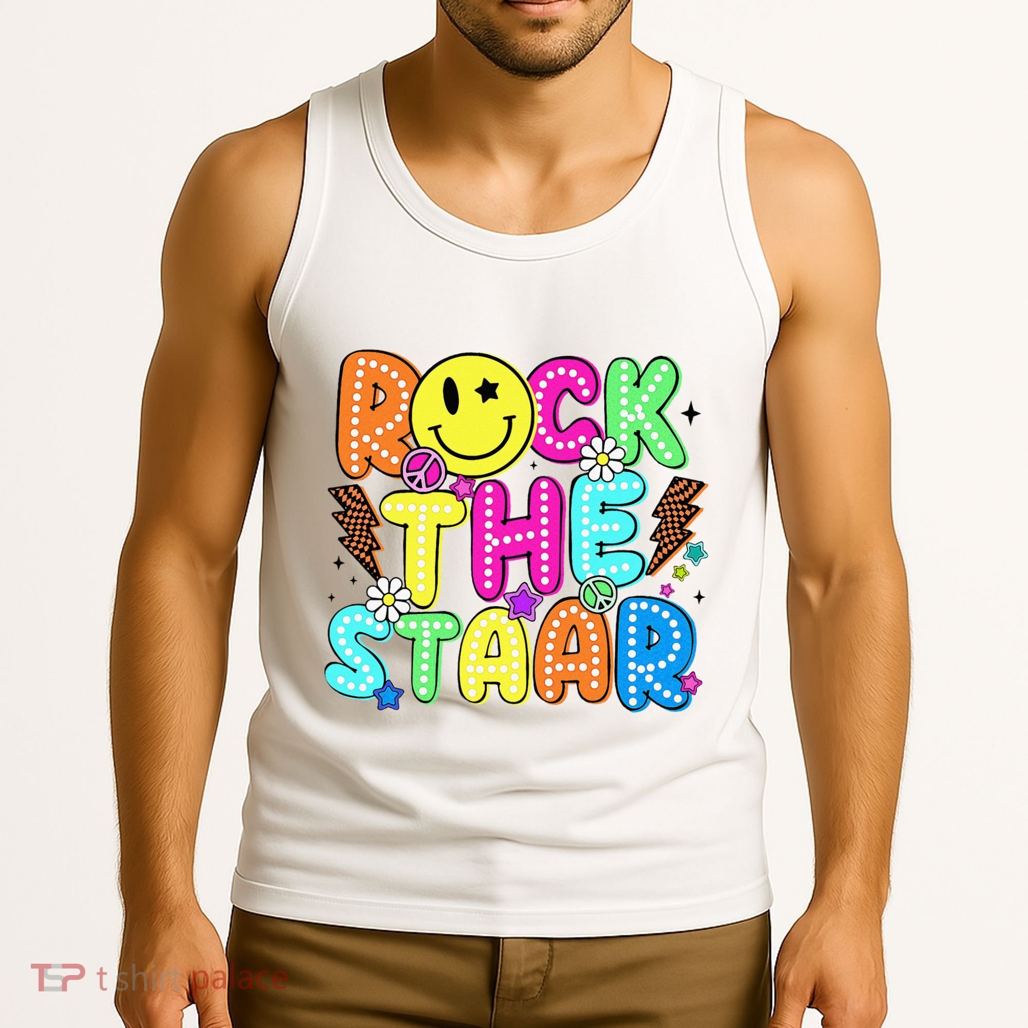 Funny Rock The Test Testing Day Teacher Student Motivational Tank Top