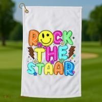 Funny Rock The Test Testing Day Teacher Student Motivational Golf Towel thumb 1
