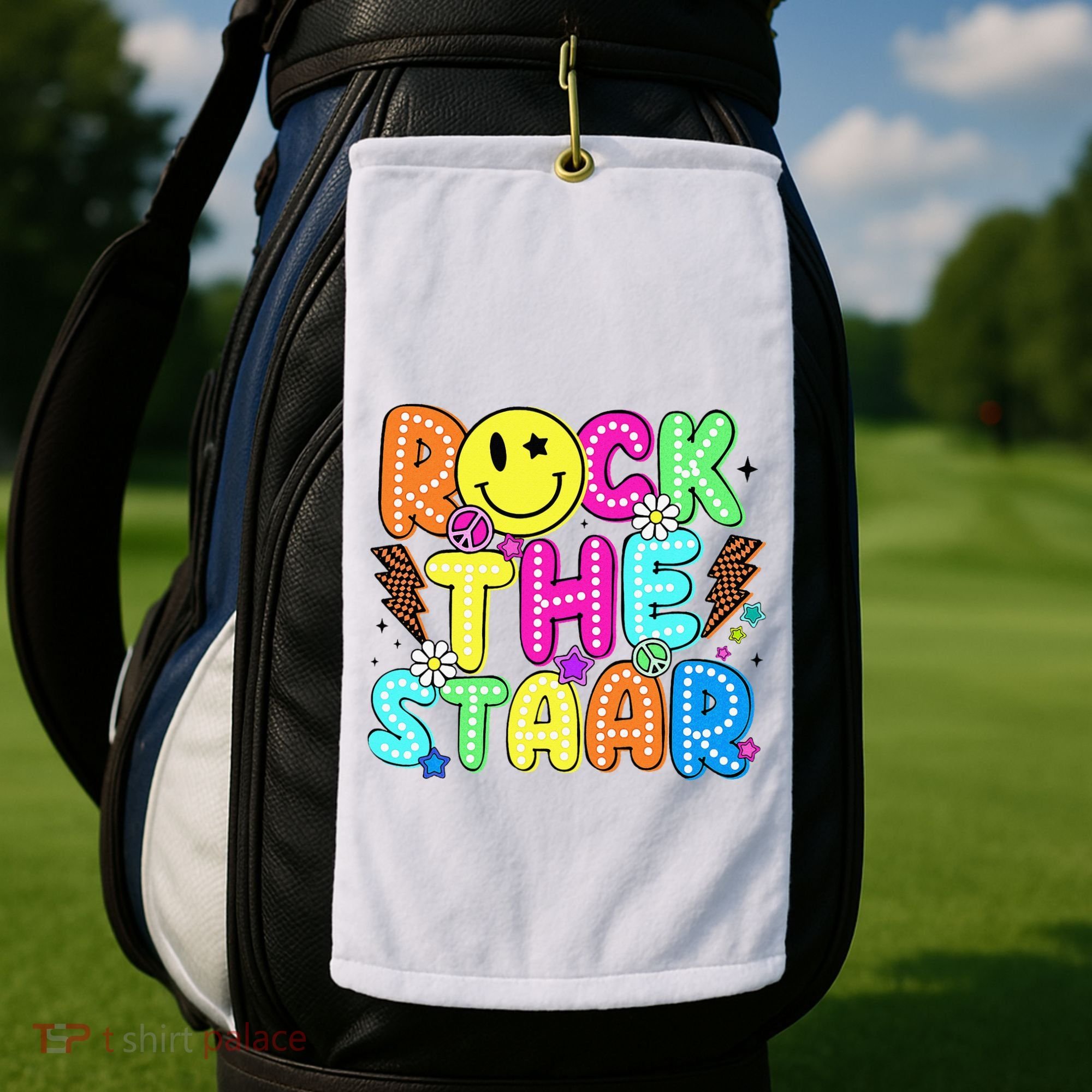 Funny Rock The Test Testing Day Teacher Student Motivational Golf Towel