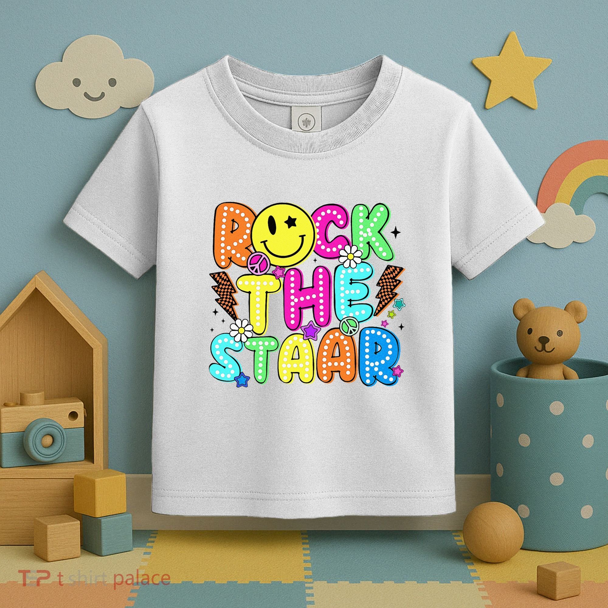 Funny Rock The Test Testing Day Teacher Student Motivational Toddler T-Shirt