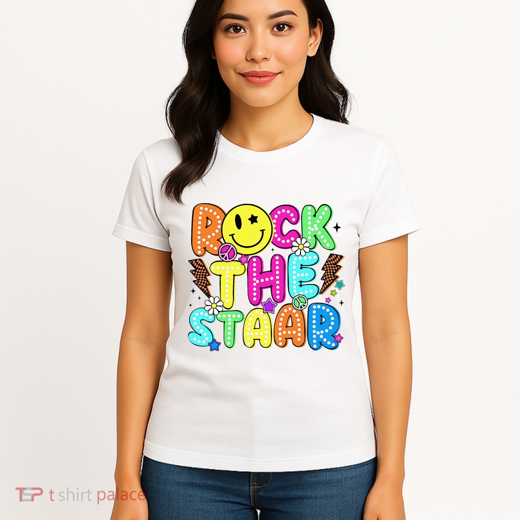 Funny Rock The Test Testing Day Teacher Student Motivational Women's T-Shirt