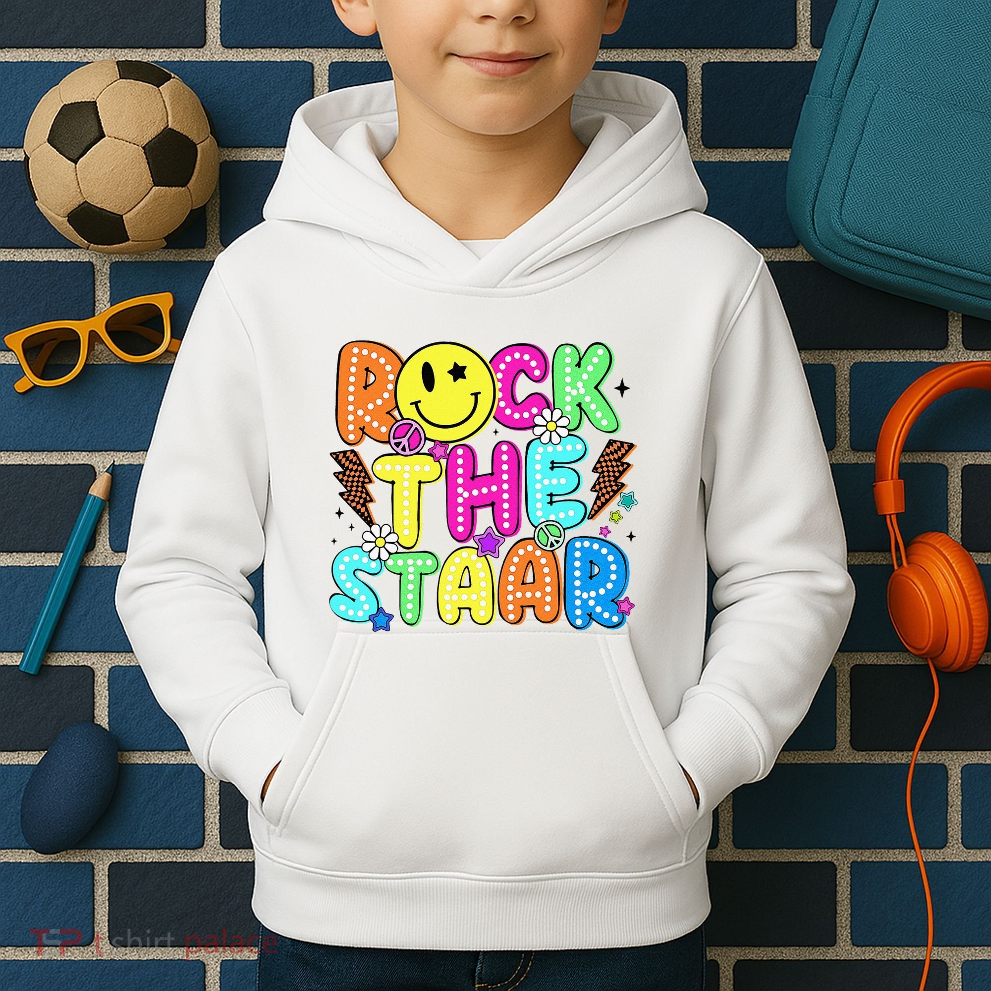 Funny Rock The Test Testing Day Teacher Student Motivational Kids Hoodie