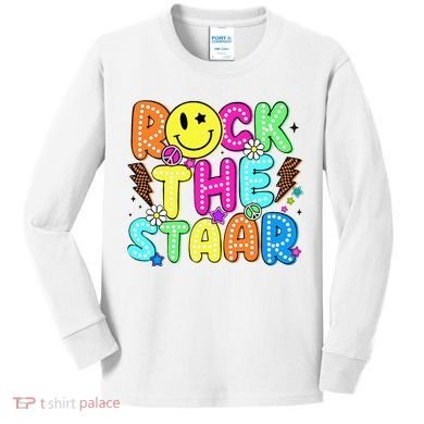 Funny Rock The Test Testing Day Teacher Student Motivational Kids Long Sleeve Shirt