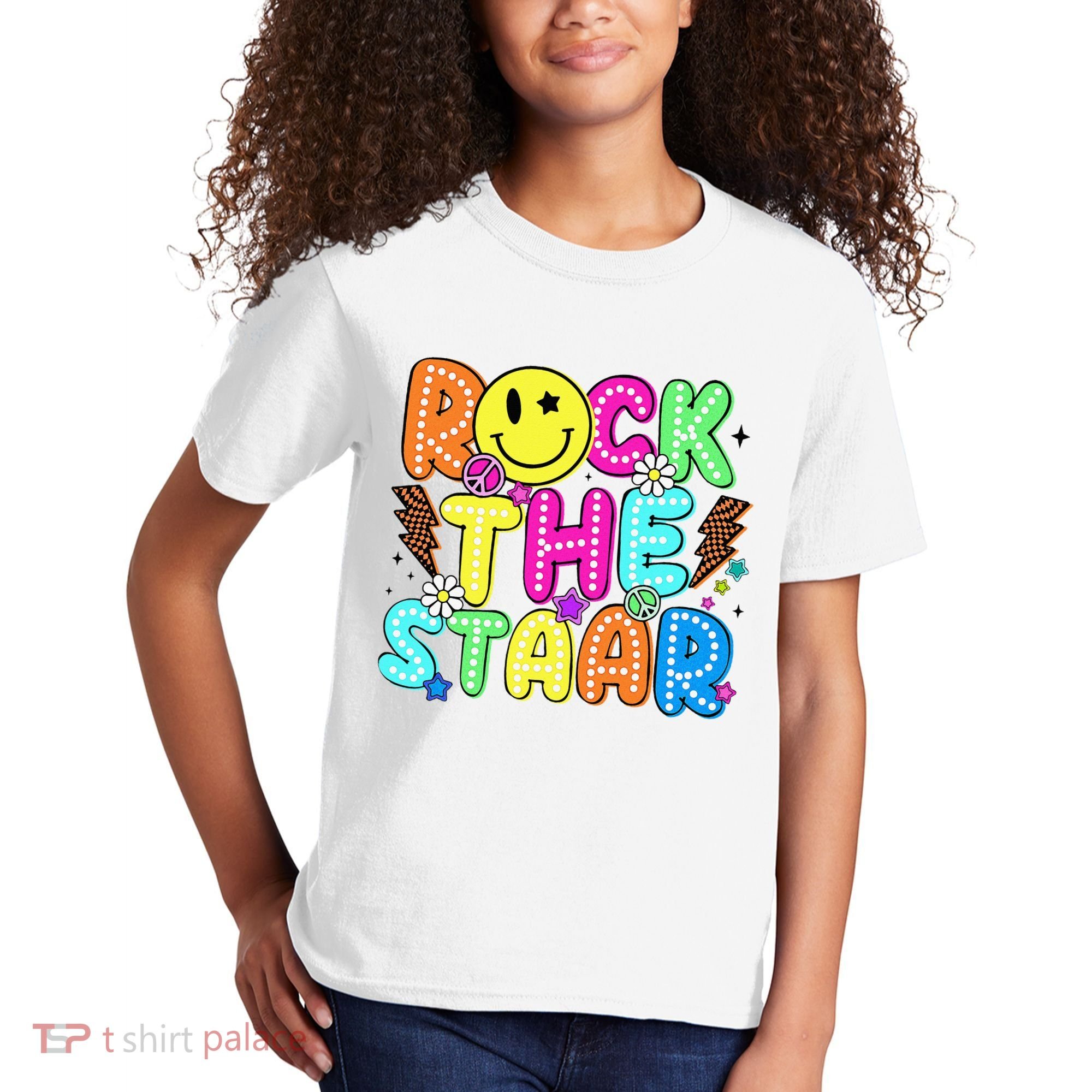 Funny Rock The Test Testing Day Teacher Student Motivational Kids T-Shirt