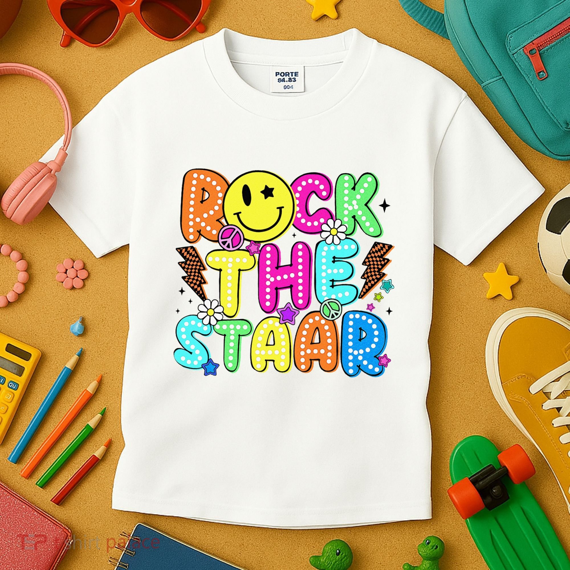 Funny Rock The Test Testing Day Teacher Student Motivational Kids T-Shirt
