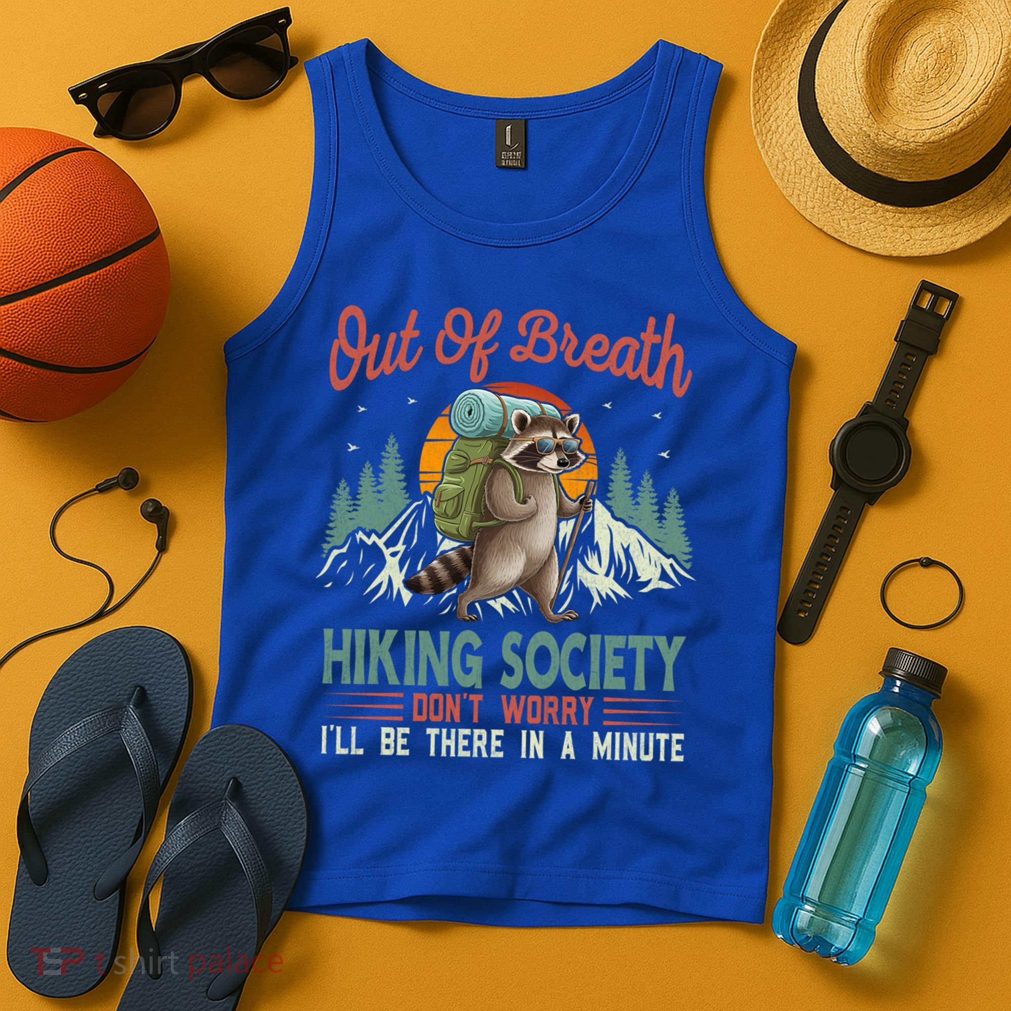 Funny Raccoon Tired Hiker  Tank Top