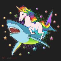 Funny Rainbow Unicorn Riding Shark Beanie thumb 2