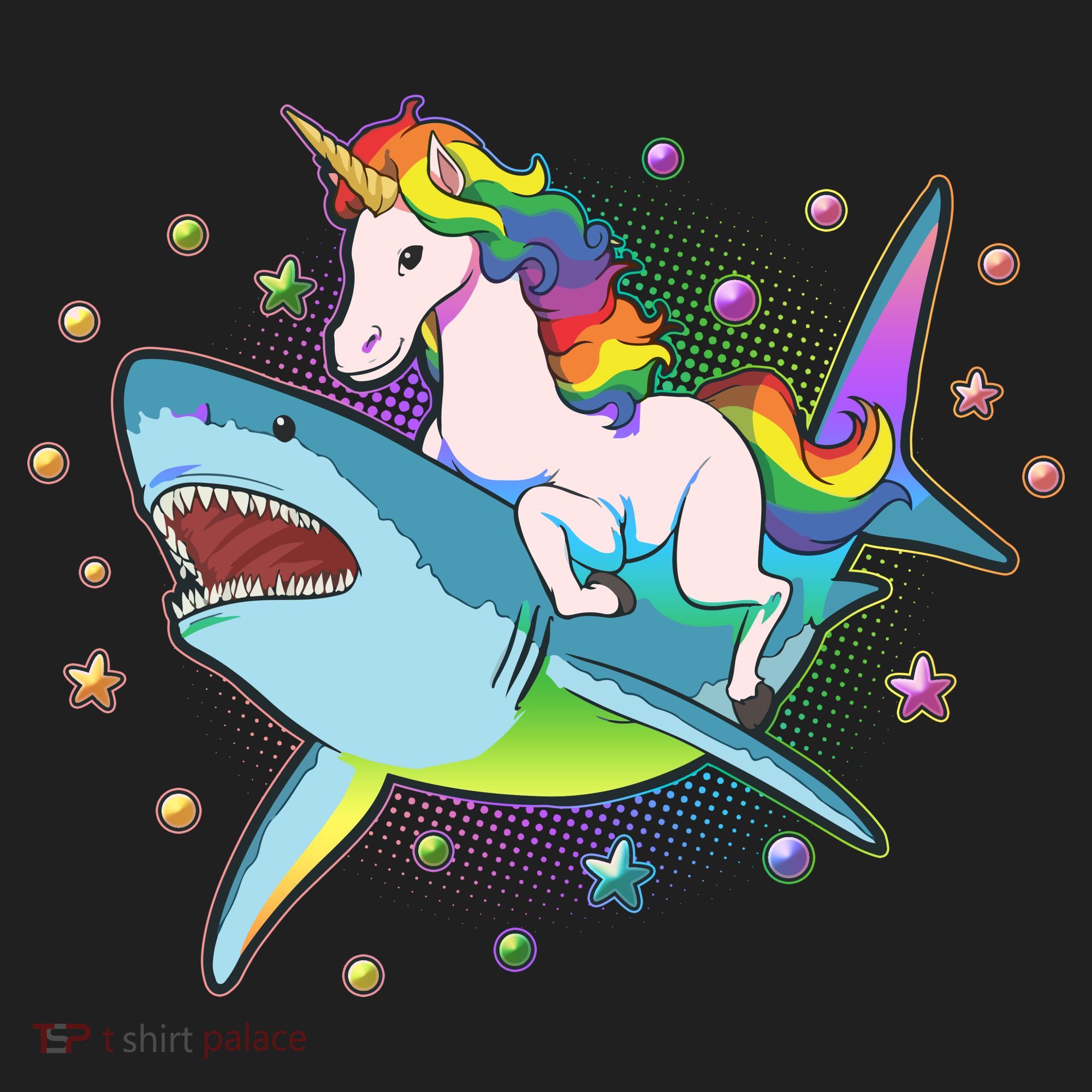 Funny Rainbow Unicorn Riding Shark Beanie