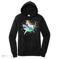 Funny Rainbow Unicorn Riding Shark Women's Hoodie thumb 0