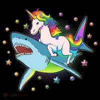 Funny Rainbow Unicorn Riding Shark Women's Hoodie thumb 2