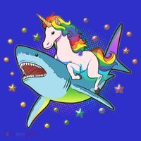 Funny Rainbow Unicorn Riding Shark Coaster thumb 2