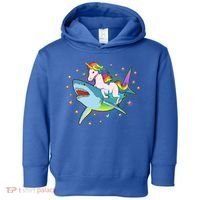 Funny Rainbow Unicorn Riding Shark Toddler Hoodie thumb 0