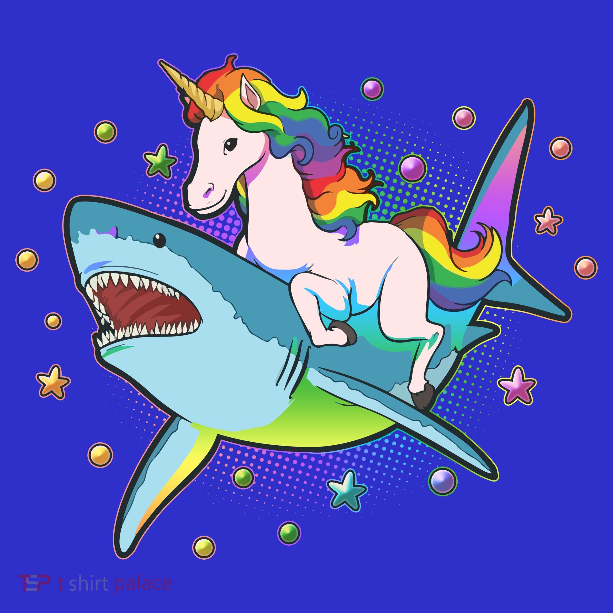 Funny Rainbow Unicorn Riding Shark Visor