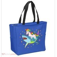 Funny Rainbow Unicorn Riding Shark Tote Bag thumb 2