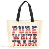 Funny Redneck Usa American Flag Pure White Trash Tote Bag thumb 0