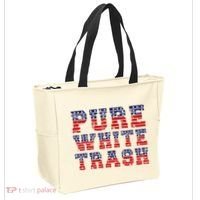 Funny Redneck Usa American Flag Pure White Trash Tote Bag thumb 2