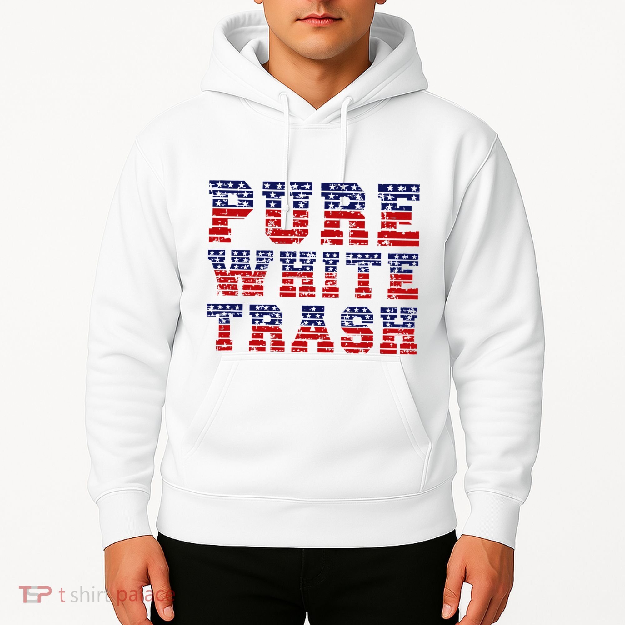 Funny Redneck Usa American Flag Pure White Trash Hoodie