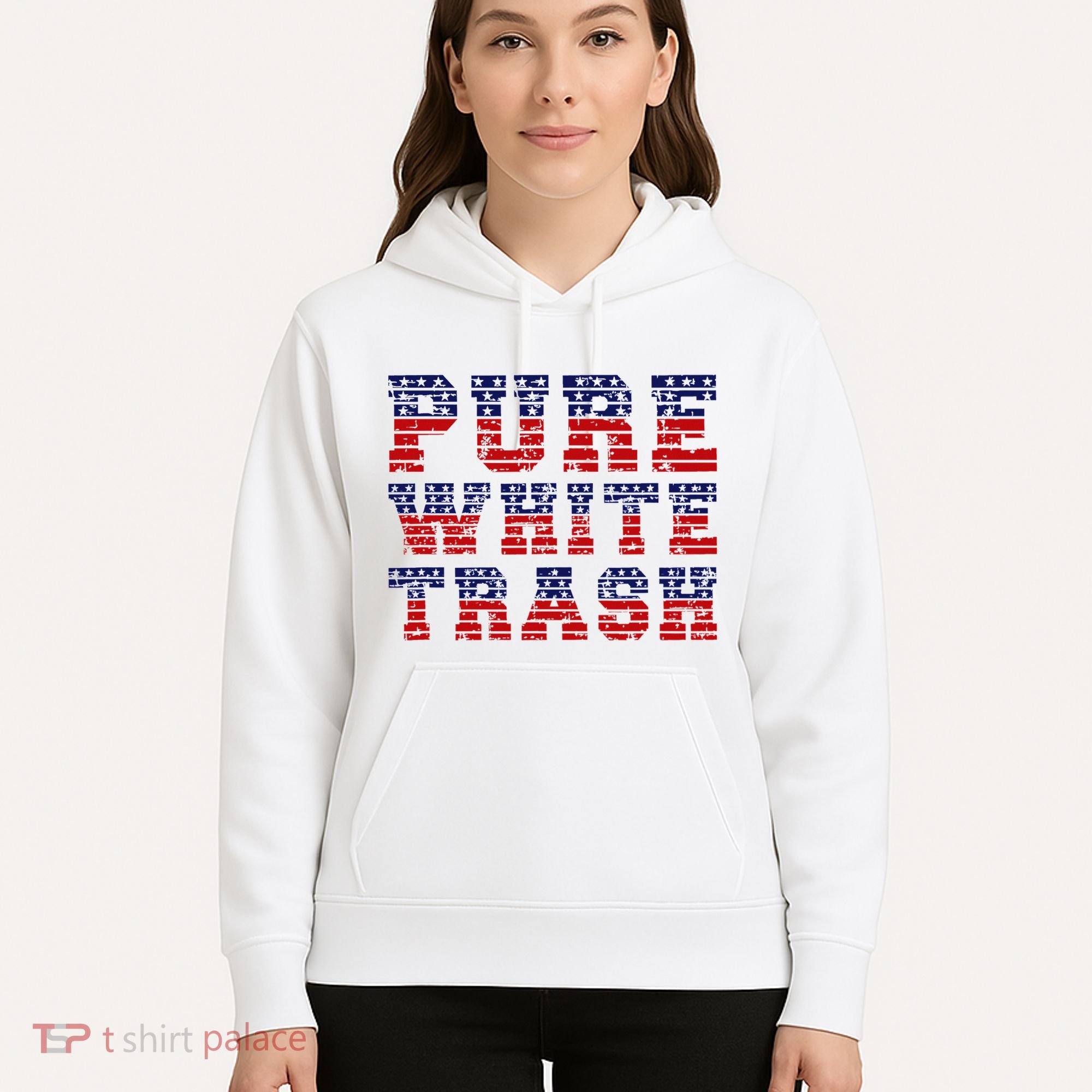 Funny Redneck Usa American Flag Pure White Trash Hoodie
