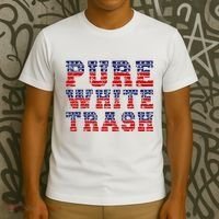 Funny Redneck Usa American Flag Pure White Trash T-Shirt thumb 3