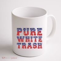 Funny Redneck Usa American Flag Pure White Trash Coffee Mug thumb 1