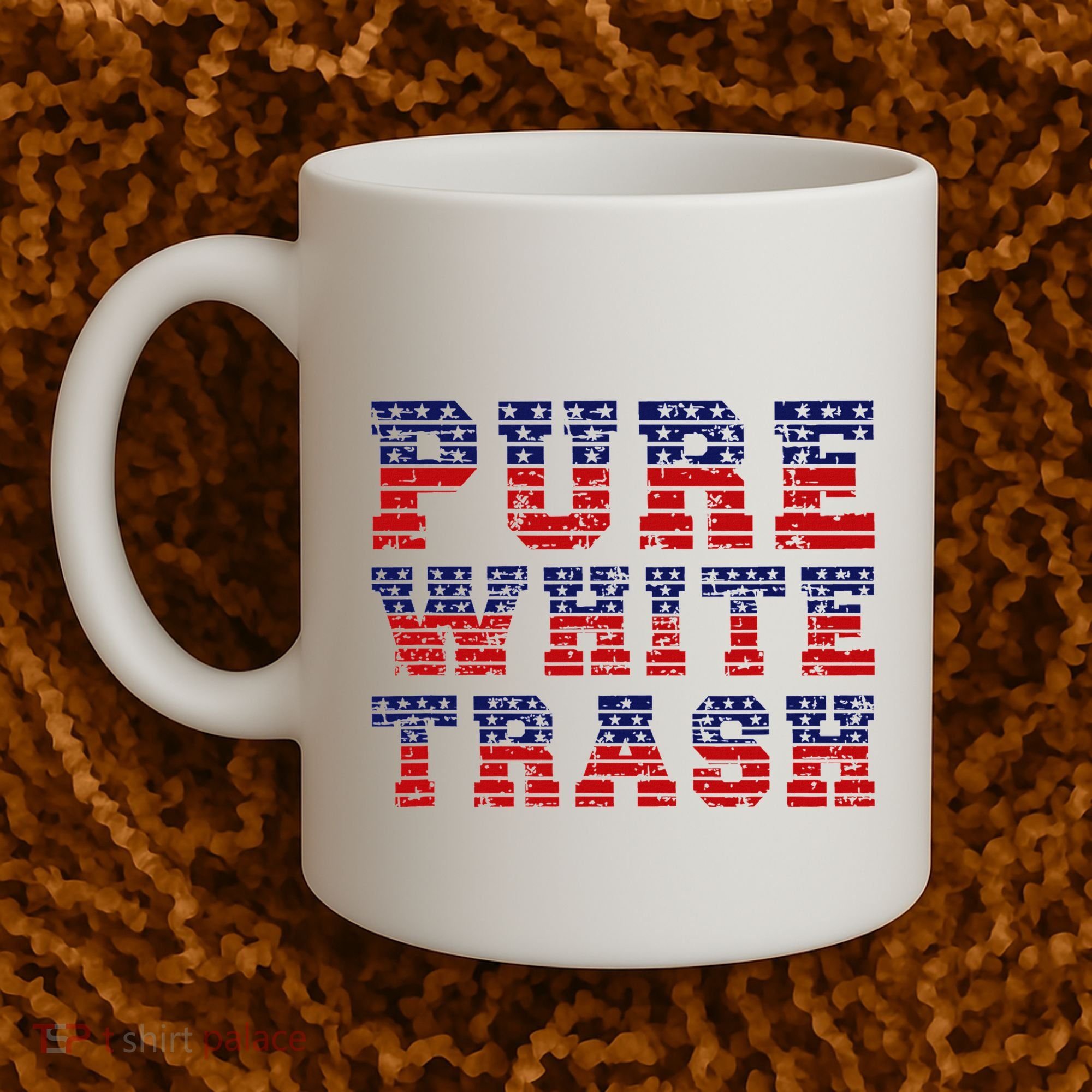 Funny Redneck Usa American Flag Pure White Trash Coffee Mug