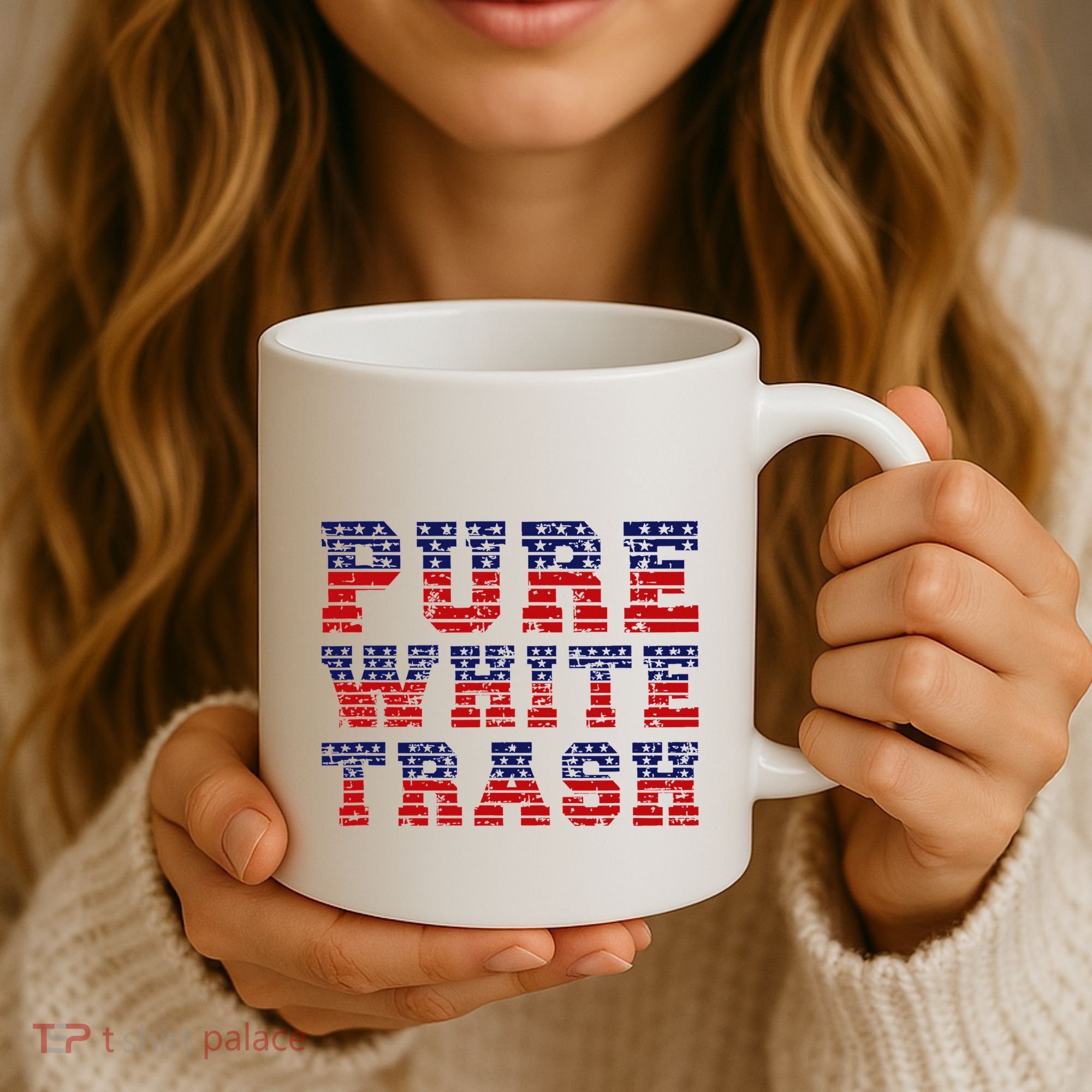 Funny Redneck Usa American Flag Pure White Trash Coffee Mug