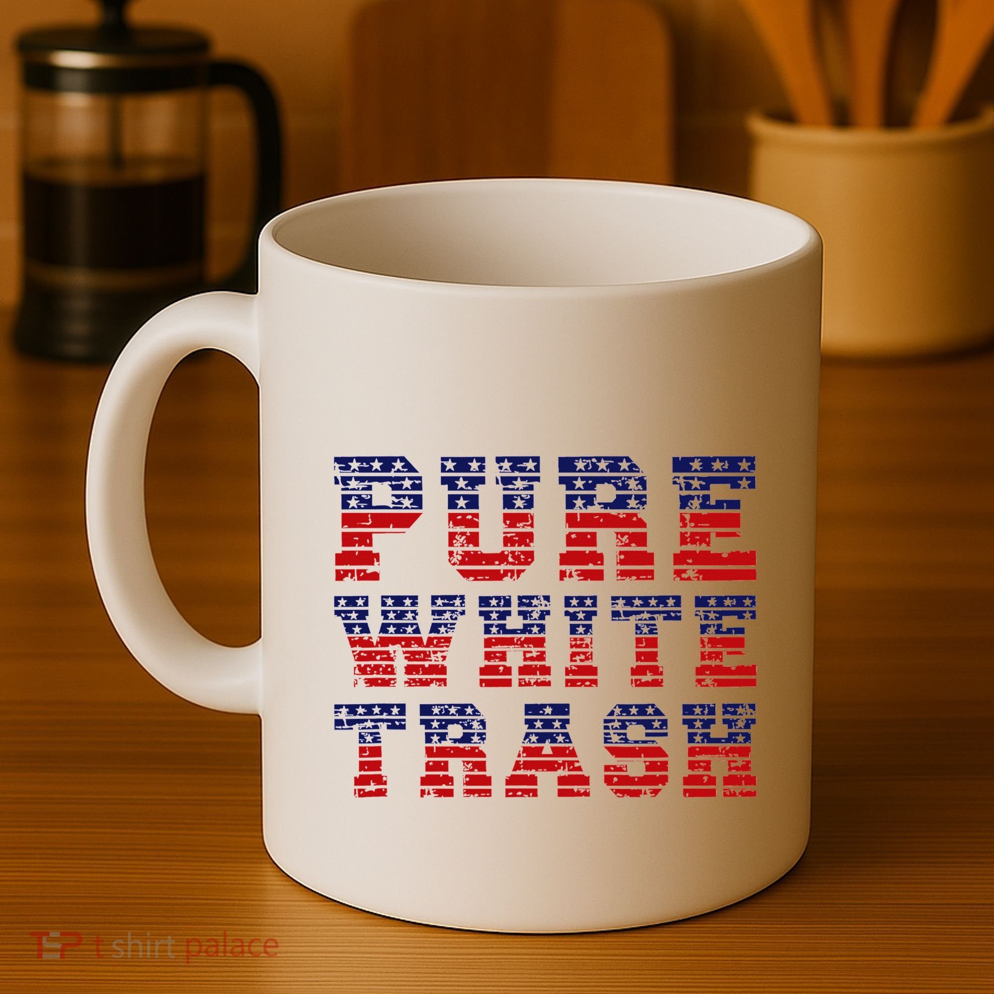 Funny Redneck Usa American Flag Pure White Trash Coffee Mug