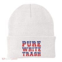 Funny Redneck Usa American Flag Pure White Trash Beanie thumb 0
