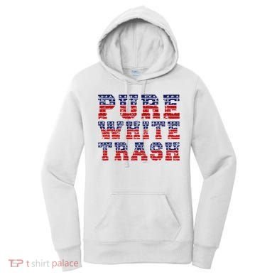 Funny Redneck Usa American Flag Pure White Trash Women's Hoodie
