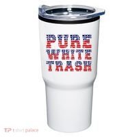 Funny Redneck Usa American Flag Pure White Trash Tumbler thumb 0