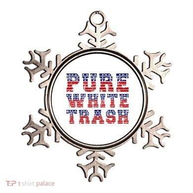 Funny Redneck Usa American Flag Pure White Trash Ornament