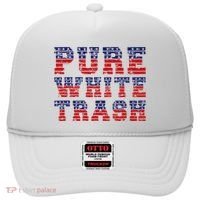 Funny Redneck Usa American Flag Pure White Trash Hat thumb 0