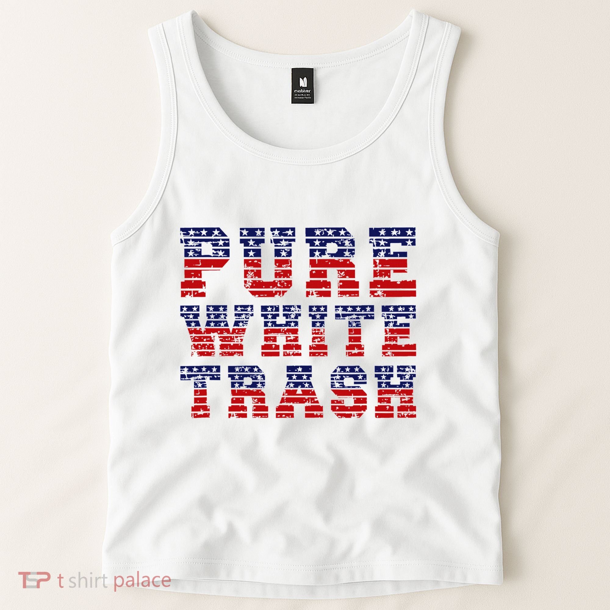 Funny Redneck Usa American Flag Pure White Trash Tank Top
